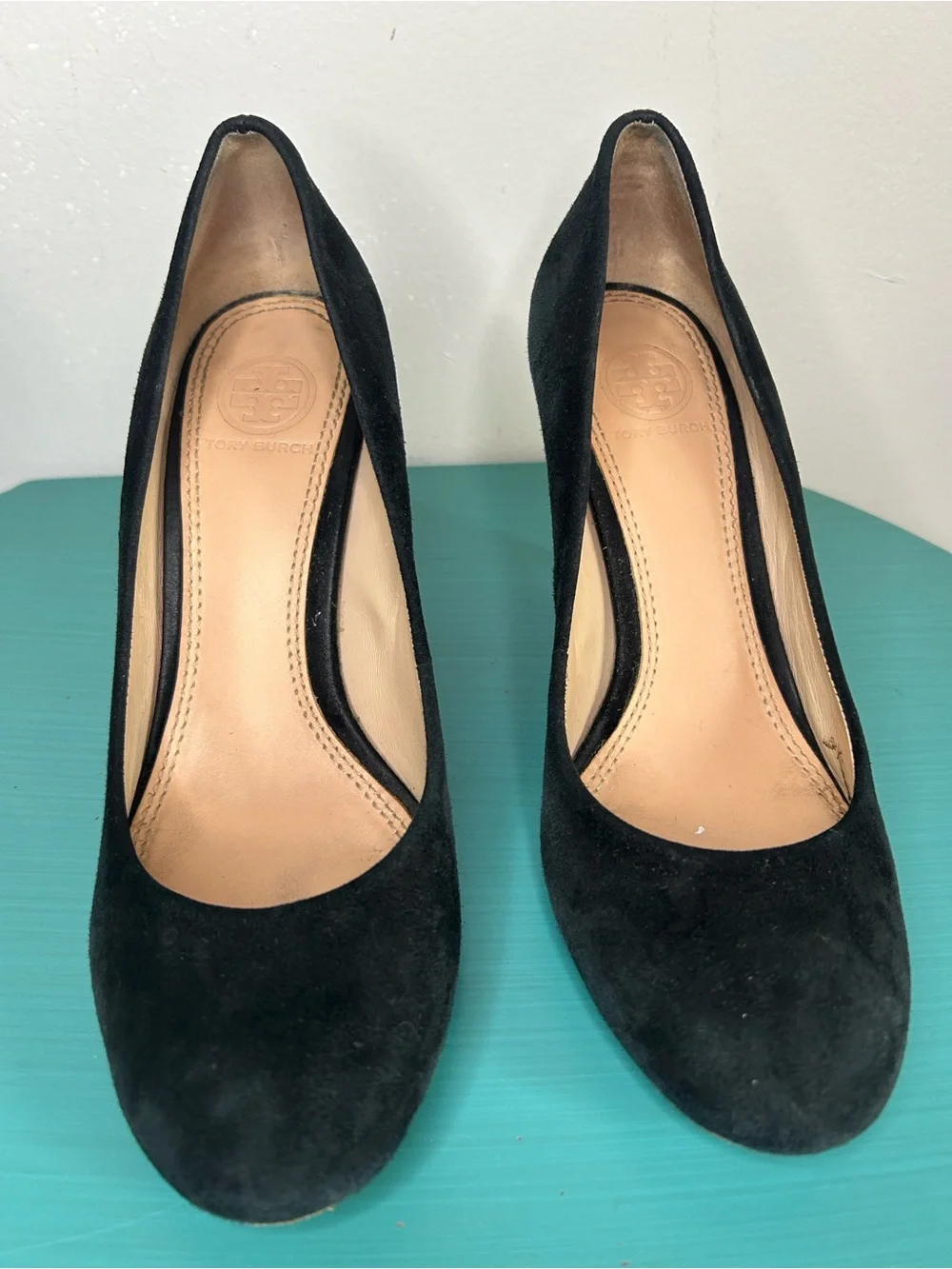 Tory Burch Astoria Solid Black Suede Wedge Pumps - Women's Dress Heels